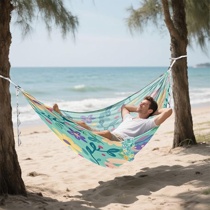 Hammocks for Outside Easter Colorful Eggs Camping Hammock Portable Hammocks with Tree Straps and Carry Bag Camping Accessories for Hiking Beach Outdoor