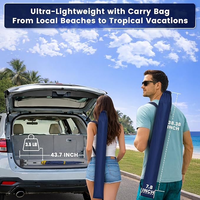 Chair Umbrella with Clamp,2PACK 53 inches Double Canopy Beach Chair Umbrella with Universal Clamp,50+ UV Protection,360° Swivel,Folding Clip on Sun Umbrellas for Table,Camping,Bench Chairs,Golf Cart