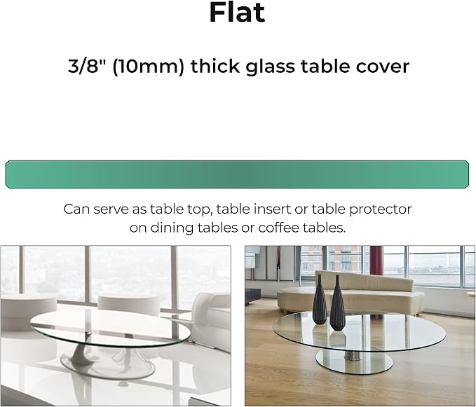 Round 14 Inch Clear Tempered Glass Table Top, 3/8" Thickness with Polished Flat Edge for Dining or Coffee Tables by Fab Glass and Mirror