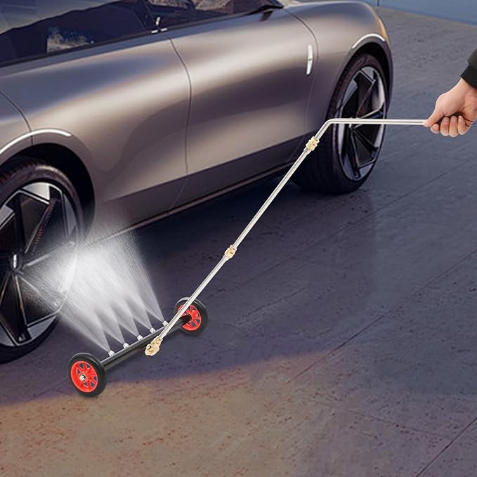 22in Ressure Washer Water Broom, 2 in 1 Pressure Washer Attachment W/ 7 Nozzles, Under Car Pressure Washer Attachment, Universal 1/4 Connector, 4000 Psi for Removing Mud & Sediment Deposits. (Red)