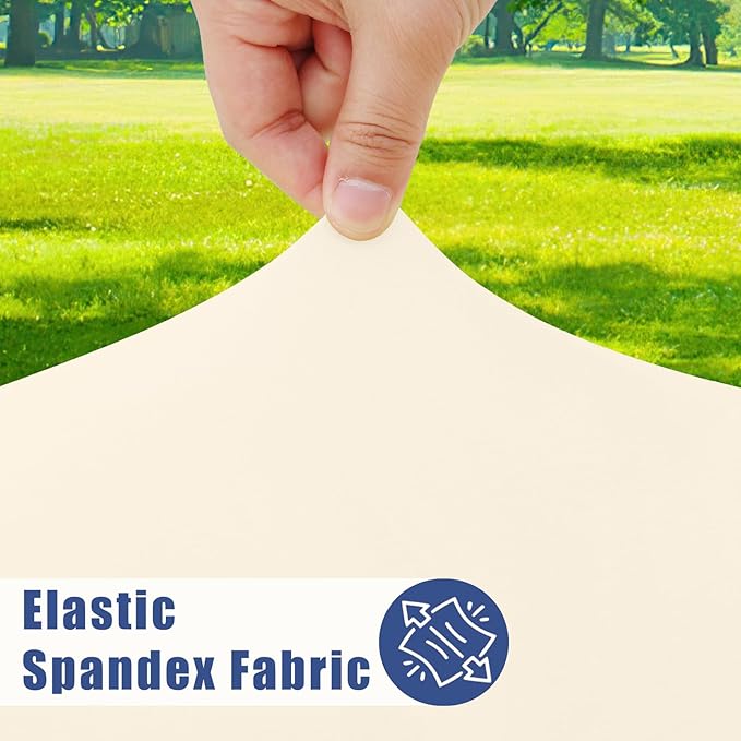 Moosfor Spandex 6 Foot Rectangle Table Cloth 2 Pack, Elastic Fitted Tablecloths for Picnic, Stretch Washable Patio Table Cover for Outdoor, Camping, Banquet and Parties (Champagne, 36"x72")