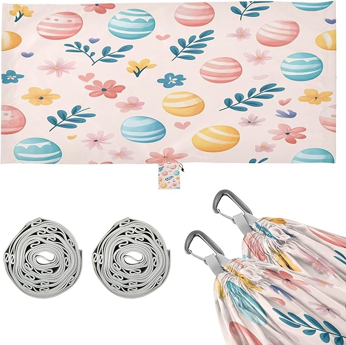 Hammocks for Outside Easter Colorful Eggs Camping Hammock Portable Hammocks with Tree Straps and Carry Bag Camping Accessories for Hiking Beach Outdoor