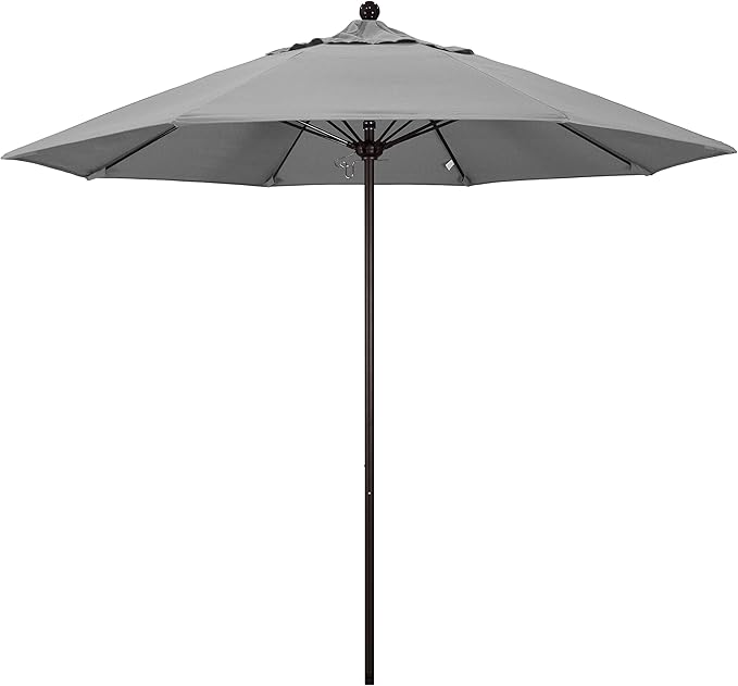 California Umbrella 9' Rd. Venture Series Contract Grade Patio Umbrella, Push Open Pin Stop, Bronze Finish, Sunbrella Granite