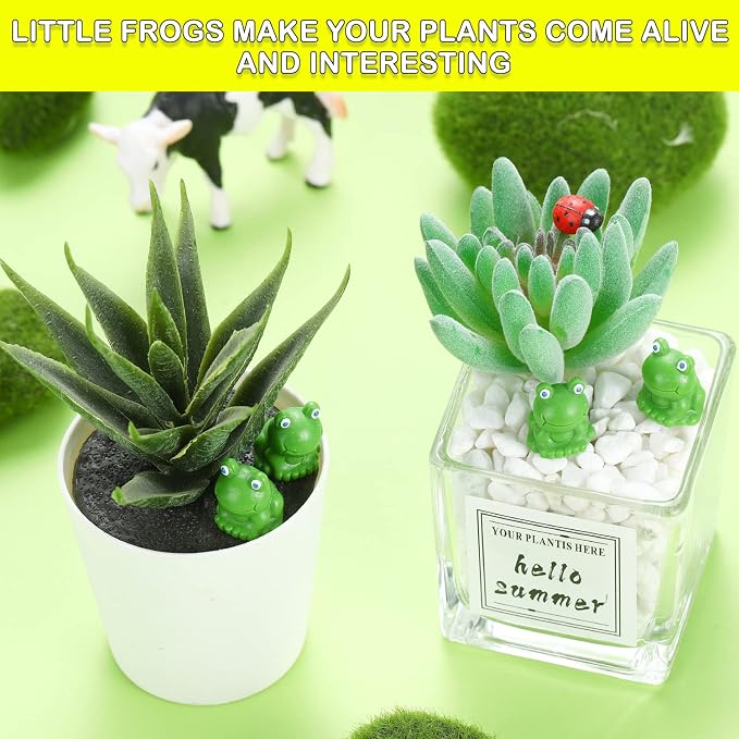 EKisemio 50 Pcs Mini Frog Garden Decor | Green Frog Figurines | Miniature Home Décor | Tiny Plastic Frogs | Fairy Garden Decor | Tiny plastic Frog to hide for Miniature Garden, Terrarium, Plant Pots, DIY Crafts