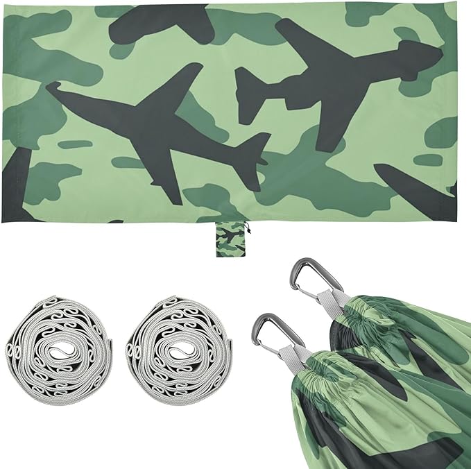 Green Planes Camouflage 330lb Capacity Camping Hammocks with Portabl Carry Bag Cloth Hammock for Outside Patio Garden Base para poner hamaca