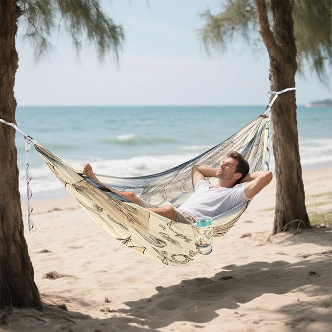FRMG Lighthouse Sailing Ship Hammock 500 lbs Capacity Portable Hammocks with Tree Straps & Attached Carry Bag, Camping Essentials Gear, 2010614a