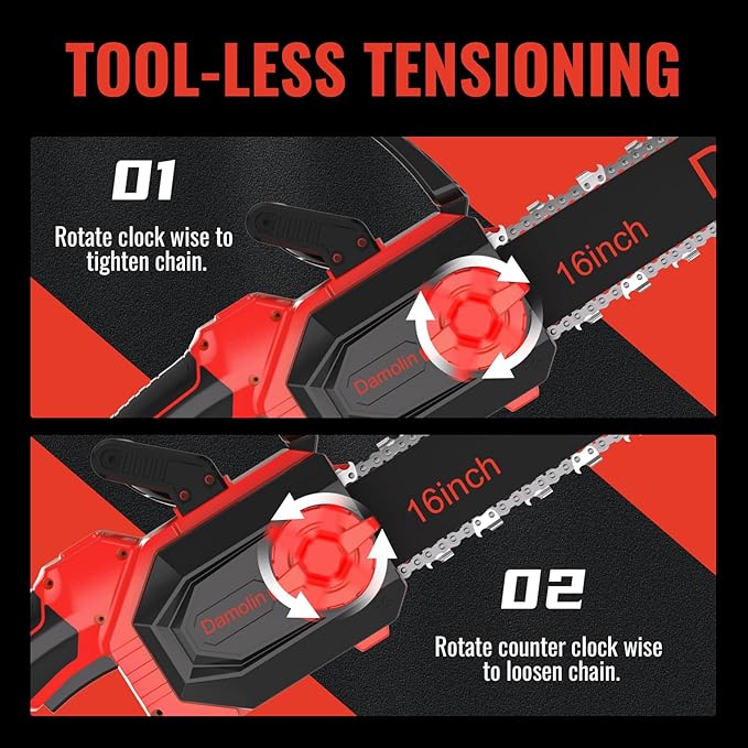 2-IN-1 Brushless Electric Chainsaw Cordless Compatible with Milwaukee M18 Battery, 12-Inch/16-Inch Battery Powered Chainsaw with Auto Oiler, 2x 12''+16'' Chains for Tree/Wood Cutting Pruning-ONLY TOOL