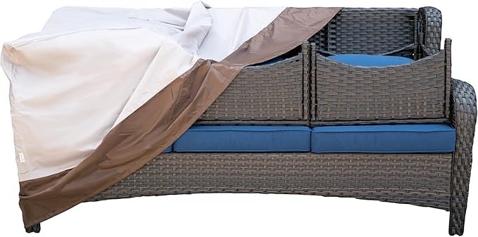 ovios Patio Furniture Covers, Outdoor Waterproof Cover for 3-Seater Sofa and Ottomans, Sectional Couch Chair Table General Purpose, 73.2" L*37" W*34" H, Beige-Brown