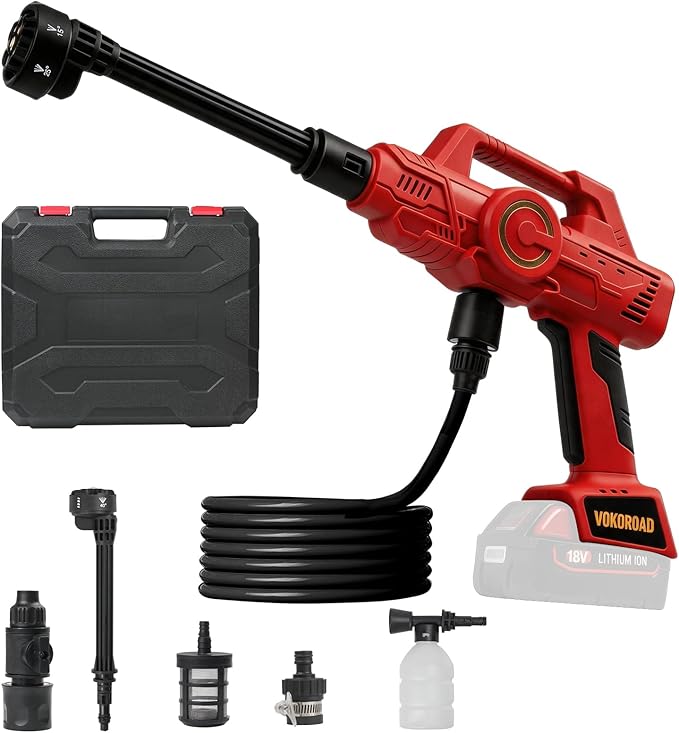 Cordless Car Cleaner Tool Compatible with Milwaukee M18 Battery, Portable Power Yard Cleaner with 6-in-1 Nozzle + Garden Hose Connector, Handheld Water Cleaner for Car/Garden/Boat (Tool Only)