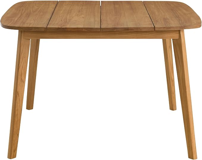 Modway Vienna Outdoor Patio Teak Wood 46 Inch Square Dining Table in Natural – Weather-Resistant Breakfast Table with Rounded Corners – Bistro Table for 4 People – Small Outdoor Dining Table
