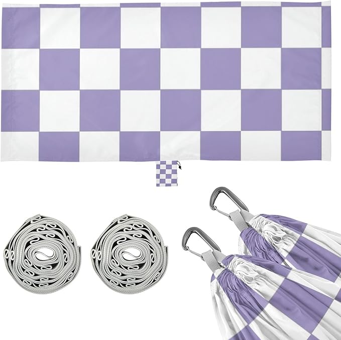 Purple and White American Plaid 330lb Capacity Outdoor Hammocks Tree Hammock for Indoor Outdoor Patio hamaca para Camping 0 a 24 Meses