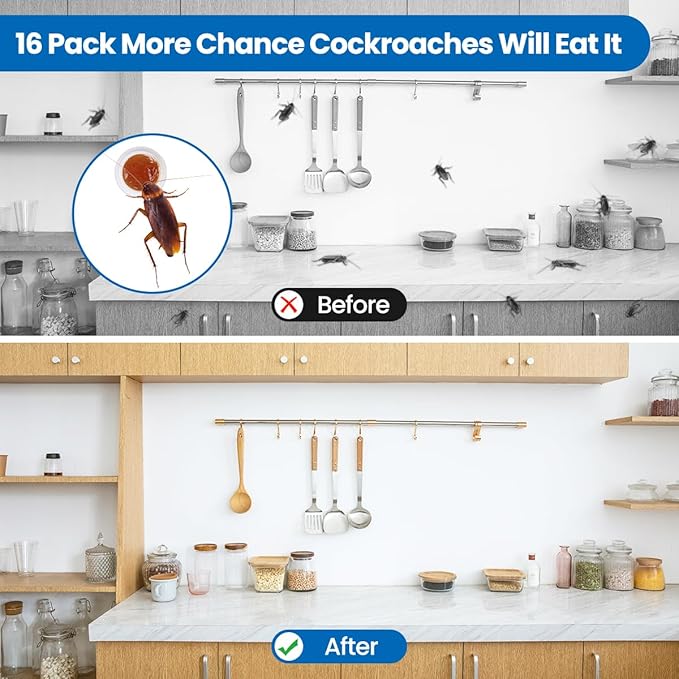 48PCS Roach Repellent and Bait, Cockroach Repellent and Gel for Roach Nest Elimination of Indoor Infestations, Effective Solution for Small to Large Cockroaches, Ready to Use, Ideal for Hidden Areas