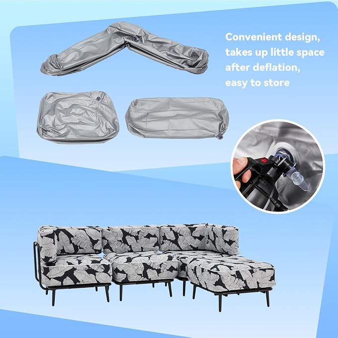 MELLCOM Inflatable 4 Pieces Sofa Set, All-Weather Waterproof Pool Furniture Set for Patio Beach Yard Poolside