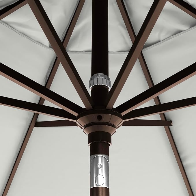 California Umbrella 12-Year-Non-Fading, 9Ft Premium Sunbrella Patio Umbrella, Hand-Crank, Button-Tilt, Bronze Frame, Granite Fabric