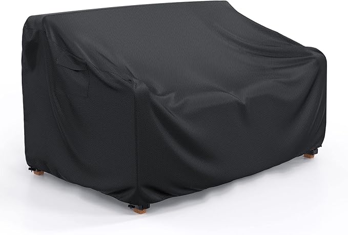 Patio Sofa Cover Waterproof - Heavy Duty 3-Seater Outdoor Couch Cover Patio Furniture Covers with Air Vent and Handles, 87" L×37" D×35" H, Black