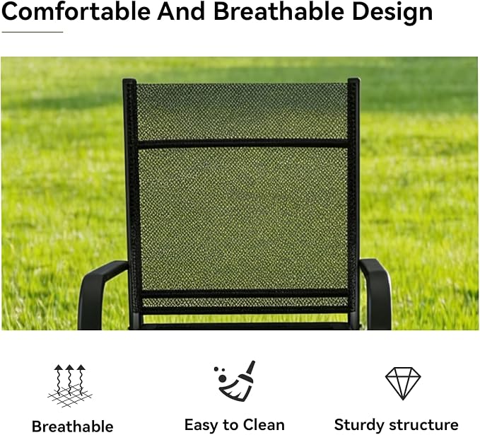 9 Pieces Outdoor Dining Table 60"x60" + 8 Patio Dining Chair Set, Square Patio Dining Table and Chairs with Stable Metal Frame for Garden, Backyard, Umbrella Hole Design, Suitable for 8 People