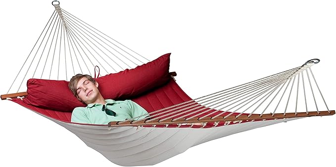 LA SIESTA Alabama Red Pepper - Quilted Spreader Bar Hammock Size King