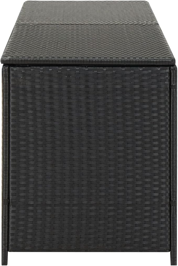 Gecheer Outdoor Storage Box, Large Waterproof Deck Box with Poly Rattan and Powder-Coated Steel Frame for Patio, Balcony, or Garden
