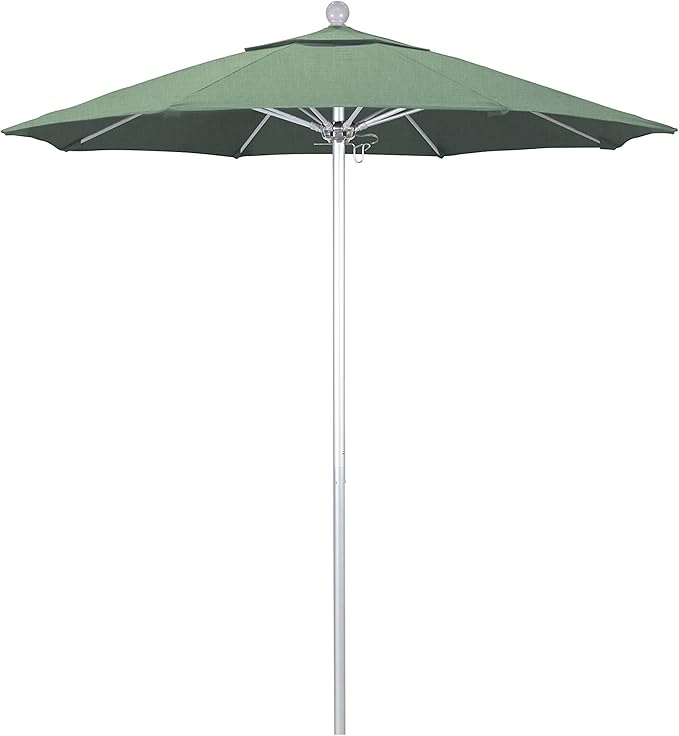 California Umbrella 7.5' Rd. Venture Series Contract Grade Patio Umbrella, Push Open Pin Stop, Silver Finish, Solution Dyed Spa