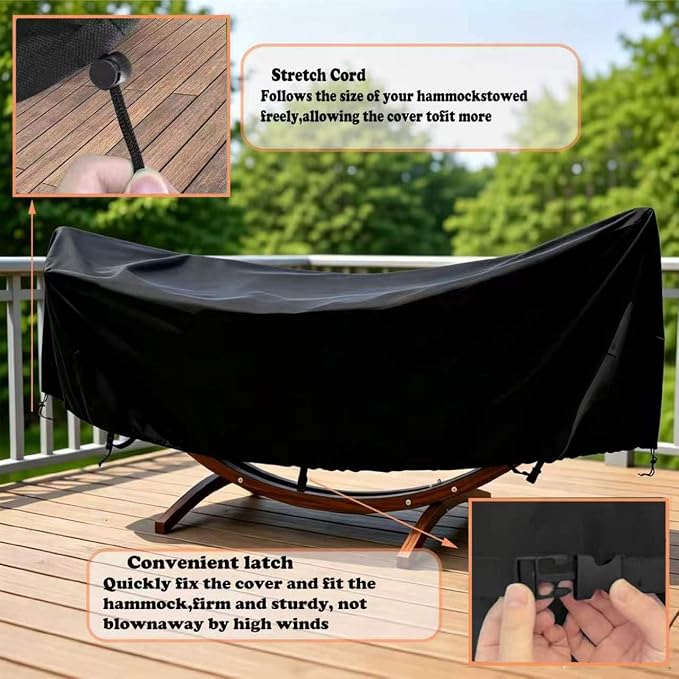 Hammock Cover Waterproof | Heavy Duty 420D Oxford Fabric, Windproof UV Resistant, All Season Protector, Fits Most Hammocks with Stand