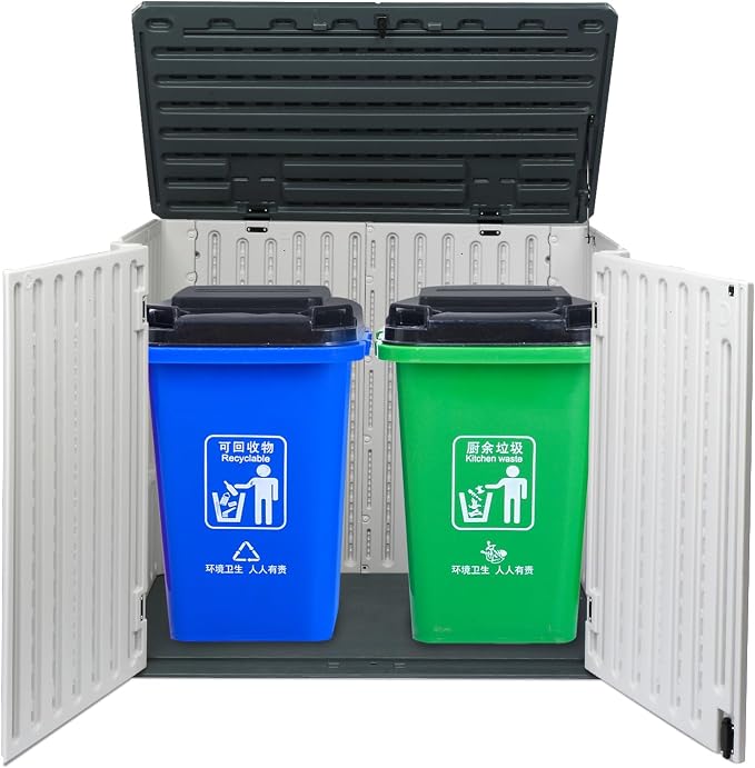 260 Gallon Resin Deck Box Storage Outdoor Boxes Container for Patio Furniture Cushions Pool Supplies Garden Tool Sports Equipment Outside Storage Delivery,Patio Deck Box 50" W x 29" D x 41" H