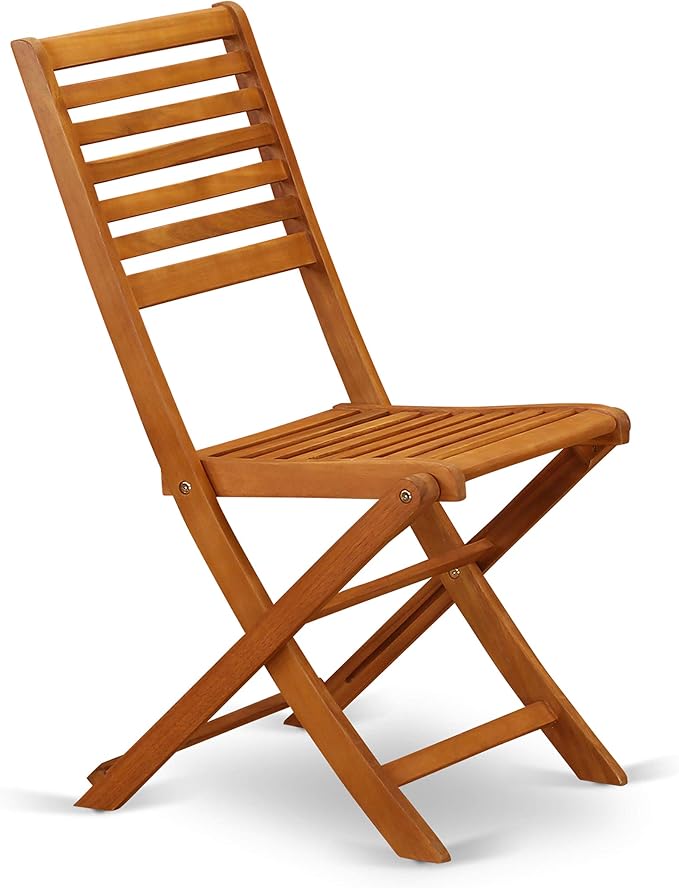 East West Furniture DEBS72CANA 7 Piece Patio Bistro Dining Set Consist of a Rectangle Outdoor Acacia Wood Table and 2 Folding Arm Chairs with 4 Side Chairs, 40x72 Inch, Natural Oil