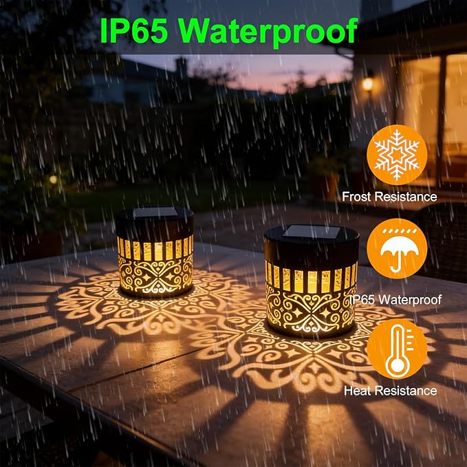 Solar Outdoor Fence Lights Decoration 2 Pack, Solar Wall Step Deck Lights Outdoor Garden Decor with Starlight Theme for Yard Art Porch Patio Backyard