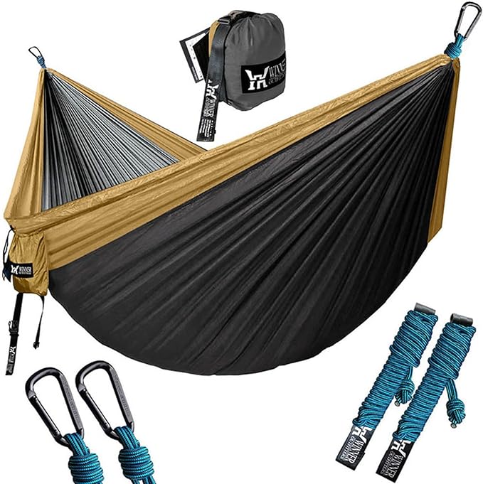 NOBRIM Hammock Camping Portable Hammocks Nylon Hammock with Tree Straps Two Carabiners Double Person Hammock Outdoor for Travel Patio