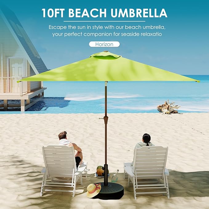 GREENVINES 6.5X10 FT Rectangular-Patio-Umbrella | Outdoor-Table-Umbrellas | 6 Sturdy Steel Ribs | Push Button Tilt & Crank | Waterproof | Market Umbrella | for Pool Backyard Garden Deck | Apple Green