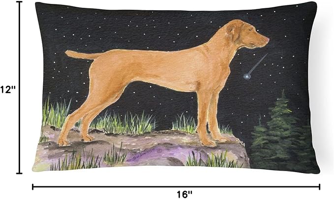 Caroline's Treasures SS8478PW1216 Starry Night Vizsla Canvas Fabric Decorative Pillow Machine Washable, Indoor Outdoor Decorative Pillow for Couch, Bed or Patio, 12HX16W