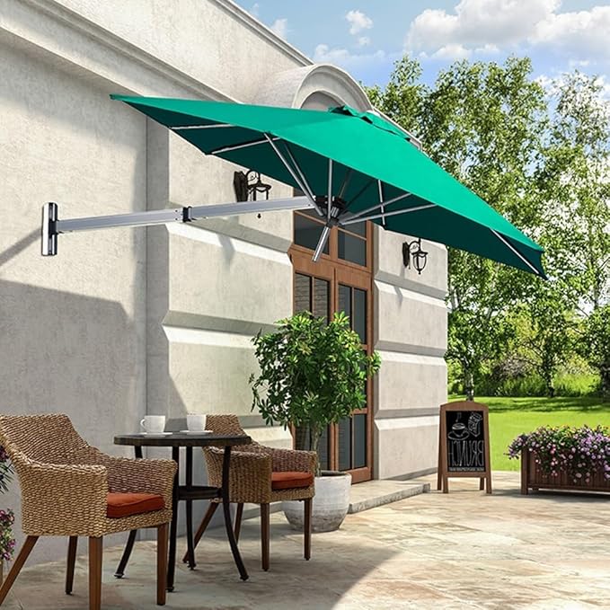 Wall-mounted Shading Umbrellas Sunshade With Adjustable Pole Outdoor Garden Patio Parasol Suitable For Gardens Courtyards Balconies Etc