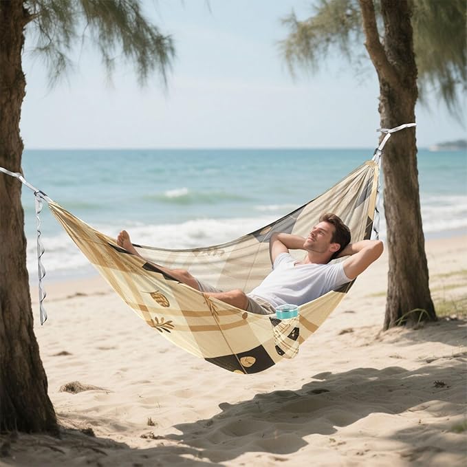 Brown and Black Checkerboard 330lb Capacity Outdoor Hammock with Portabl Carry Bag Portable Hammock for Outside Patio Backyard Poolside amacas para patios con Base de adultos
