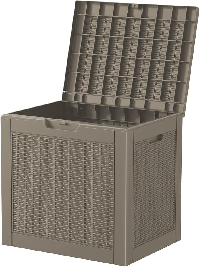 Resin Deck Box - 35 Gallon Lockable Outdoor Storage, Water-Resistant Indoor/Outdoor Bin for Package Delivery, Patio Cushions, Gardening Tools