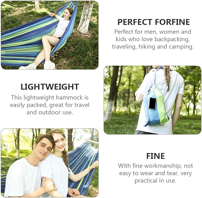 Double Camping Hammock Swing Outdoor Canvas Double Swing for Adults and Thickened Widened Portable Garden Hammock Suitable for Patio and Travel