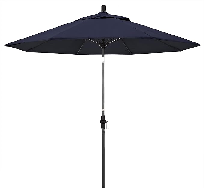 California Umbrella 9' Round Crank Lift, Collar Tilt, Aluminum Pole, Fiberglass Rib Patio Umbrella,