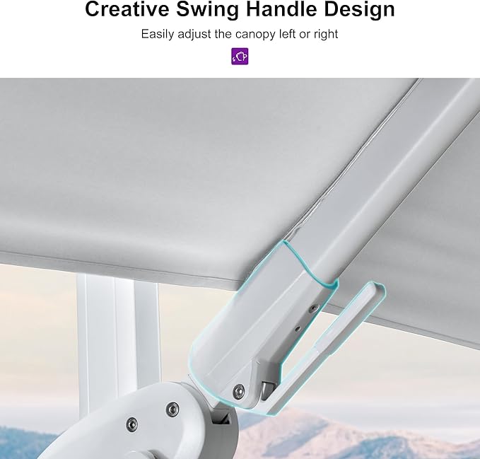 PURPLE LEAF 10 FT Right-left Tilt Patio Umbrella Swivel White Cantilever Umbrella with Tilt Aluminum Outdoor Umbrella with 360° Rotation for Deck Pool Garden, White