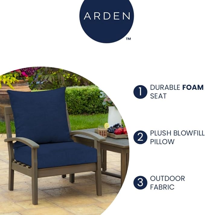 Arden Outdoor Deep Seat Cushion Set, Foam, 24x24, Turquoise Medallion | 2-Pack, Sofa, Couch, Conversation Set, Premium High-Density Foam, Never Flattens, Mold and Mildew Resistant