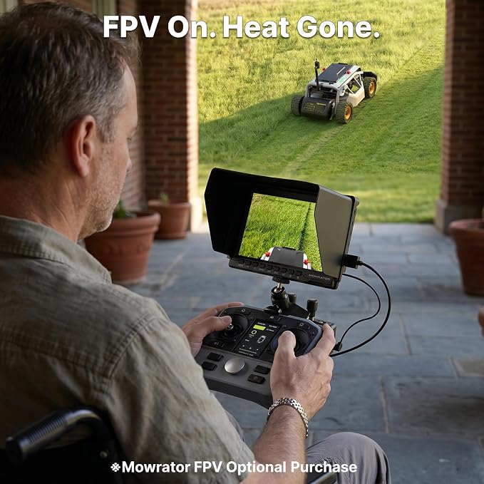 Mowrator S1 4WD 18Ah Remote Control Lawn Mower with Deformable Tires, All-Season Yard Care, 119% (50°) Slope Climbing, with Leaf Shredding Vacuum, 21" Width, 1.5–4.3" Cutting Height, Up to 1.12 Acres