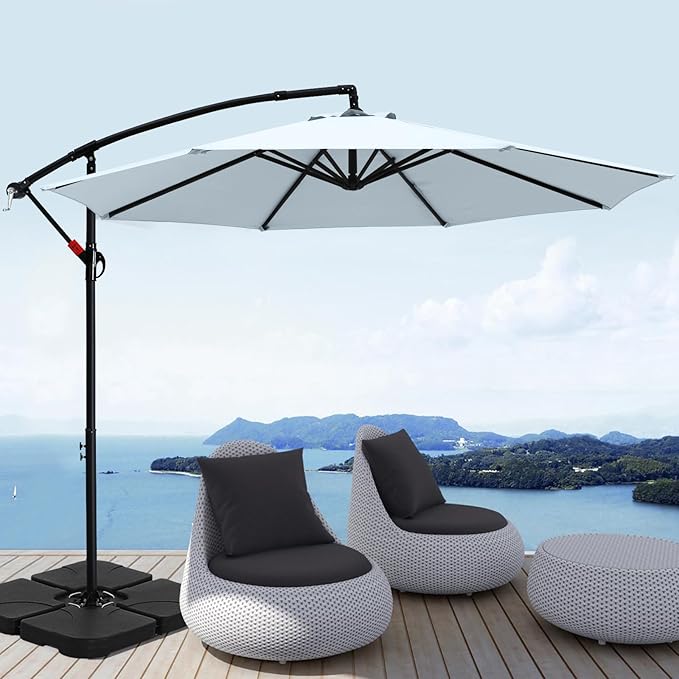 ABCCANOPY 10FT Cantilever Patio Umbrellas, Light Gray