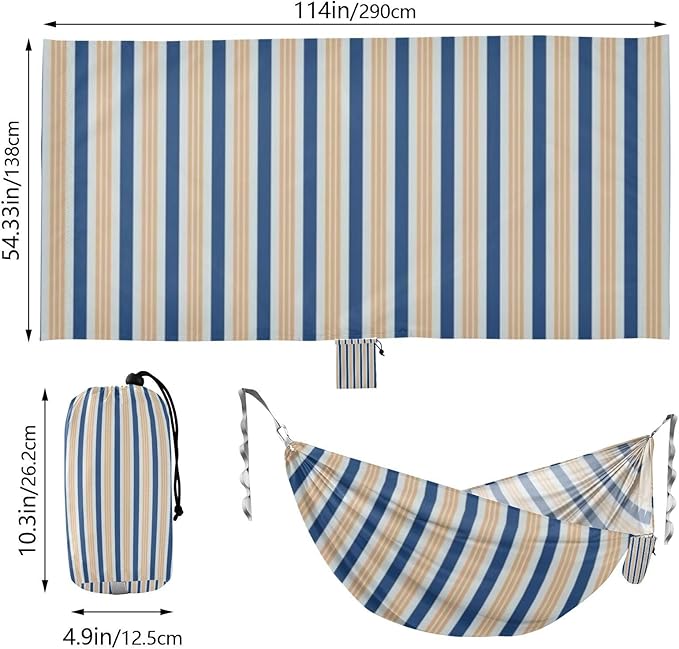 Blue-Orange Stripe 330lb Capacity Hammocks with Hanging Rope Cloth Hammock for Outside Beach Patio Garden capas para la Lluvia