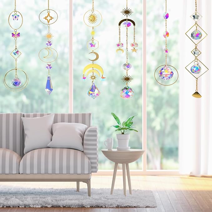 DIY Suncatcher Kit 400pcs Sun Catchers Supplies Arts and Crafts for Adults | Window Hanging Sun Catcher with Chain Rainbow Maker Crystal Prisms Decor for Home Garden Party Wedding Ornament