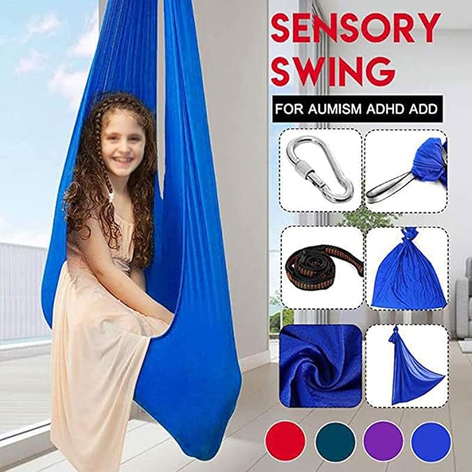 Therapy Sensory Swing Adjustable Indoor Swings for Kids and Teens Snuggle Cuddle Hammock with Special Needs Has Calming Effect On Child (Color : A, Size : 150 x 280 cm)