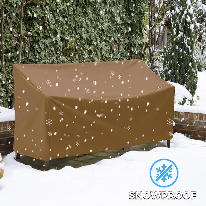 Outdoor Bench Cover, Waterproof Outdoor Patio Furniture Cover for 4-Seater Bench, Durable Oxford Cloth Garden Sofa Chair Cover, 75" L x 26" W x 35" H (Khaki, 75" L x 26" W x 35" H)