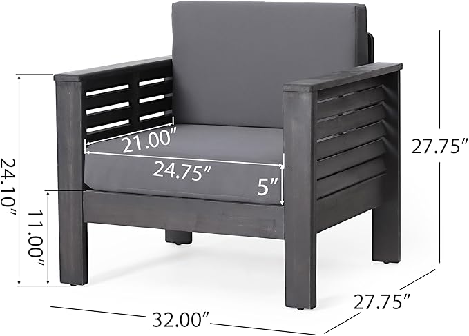 Merax 2 Pcs Outdoor Acacia Wood Club Chairs Patio Conversation Set with Cushions