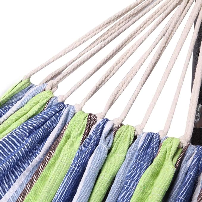103 Inch Portable Hammock with Stand Included, Heavy Duty Steel Frame with Comfortable Polyester Striped Swing Bed, Carrying Bag for Patio, Garden, Backyard, Indoor & Outdoor (Style B)