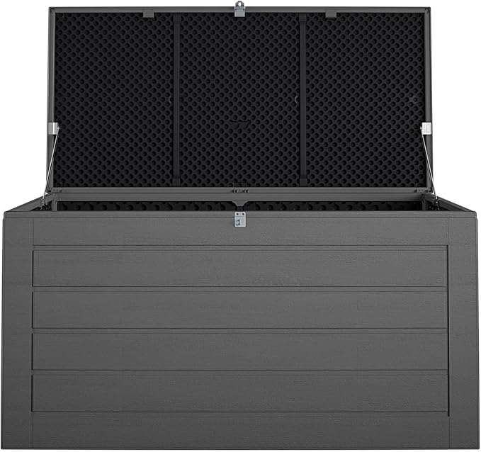 Cosco Outdoor Living 88180BGY1E Cosco Outdoor Patio Storage, Extra Large, 180 Gallons, Charcoal Deck Box, Black/Gray