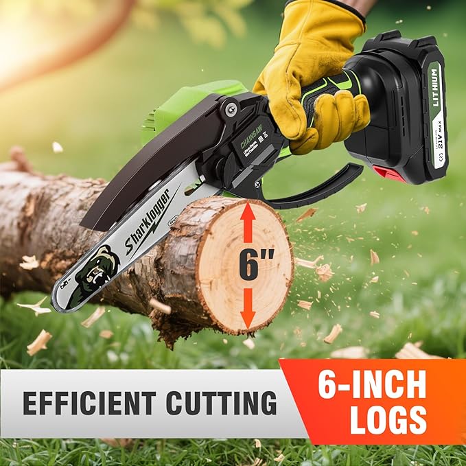 Mini Chainsaw, 6-inch Cordless Electric Mini Chainsaw, Portable Handheld Chain Saw for Tree Pruning Shearsand Garden Maintenance, Best Gift for Men Dad Husband(Green)