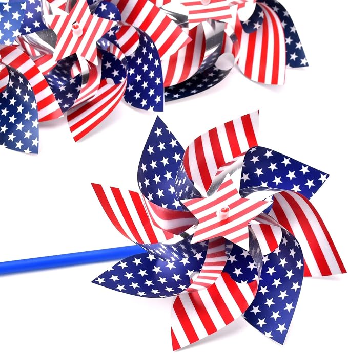 4th of July Decorations for Home Outdoor Patriotic Pinwheels, Memorial Day Decorations Fourth of July Decorations Patriotic Independence Day Party Supplies Favors,Wind Spinner for Garden 15 PCS | Memorial Day Decorations Patriotic Pinwheels Fourth of J...