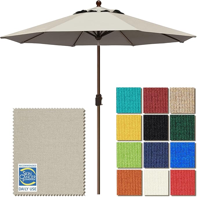 EliteShade USA 10-Year-Non-Fading 9Ft Market Patio Umbrella, UPF 50+ UV Protection Performance Sun Umbrella, Heavy Duty Commercial Grade Outdoor Table Umbrella with Crank & Tilt, Windproof Vented Top for Garden, Pool, Deck and Outdoor Playsets, Antique...