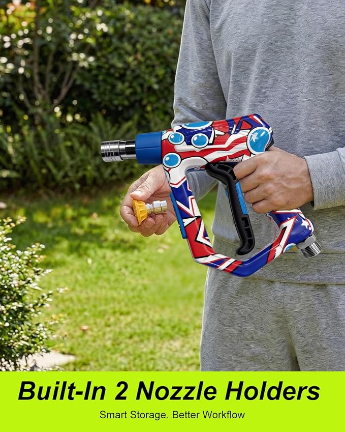 Pressure Washer Gun 4000PSI, Short Power Washer Gun with M22-14/15mm Fittings & 2 Spray Nozzles for Car, Patio, House & Yard Cleaning
